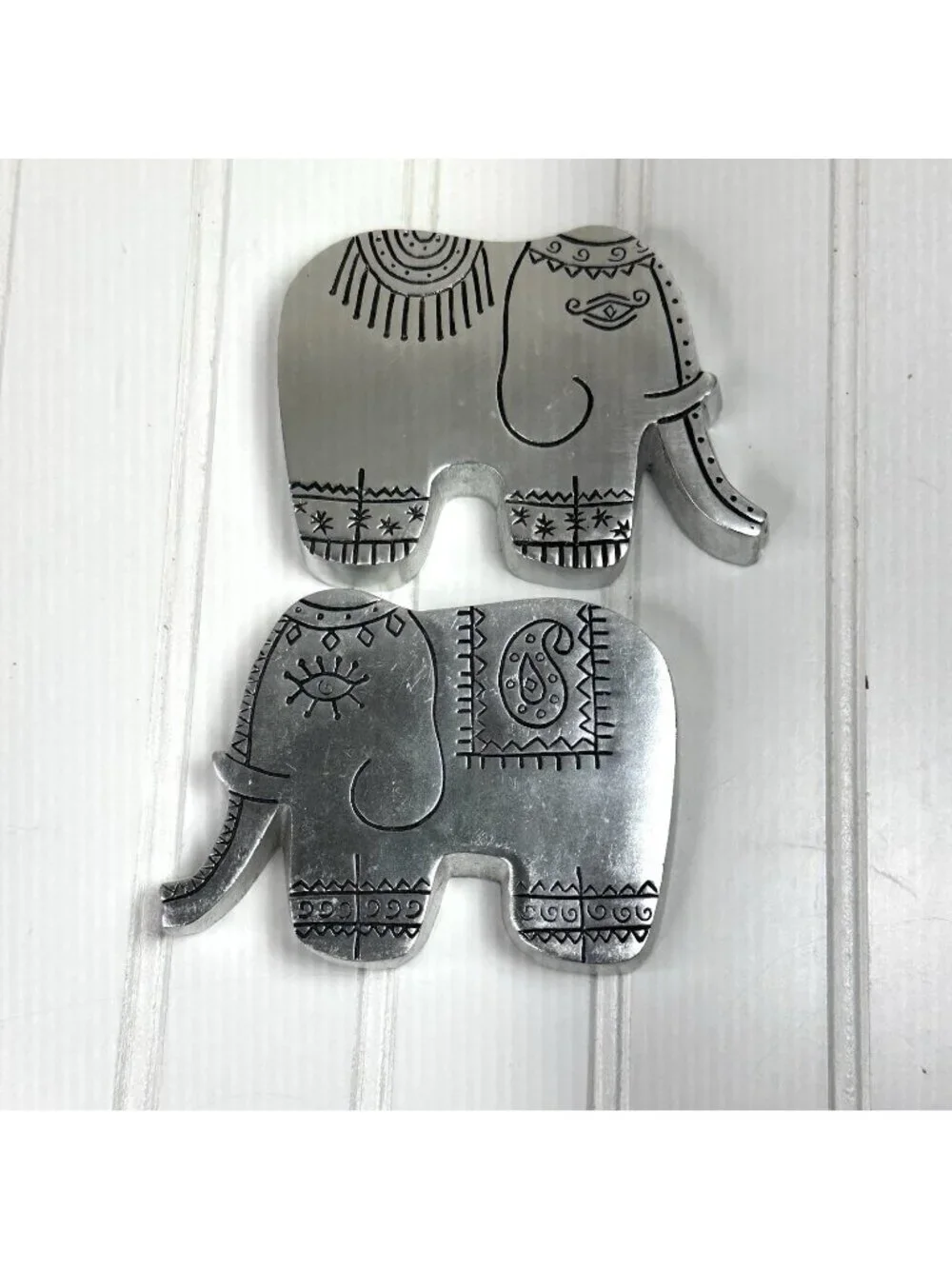 Pier 1 Imports Elephant Decor Stainless Steel Paper Weights E  Indian Design (2)